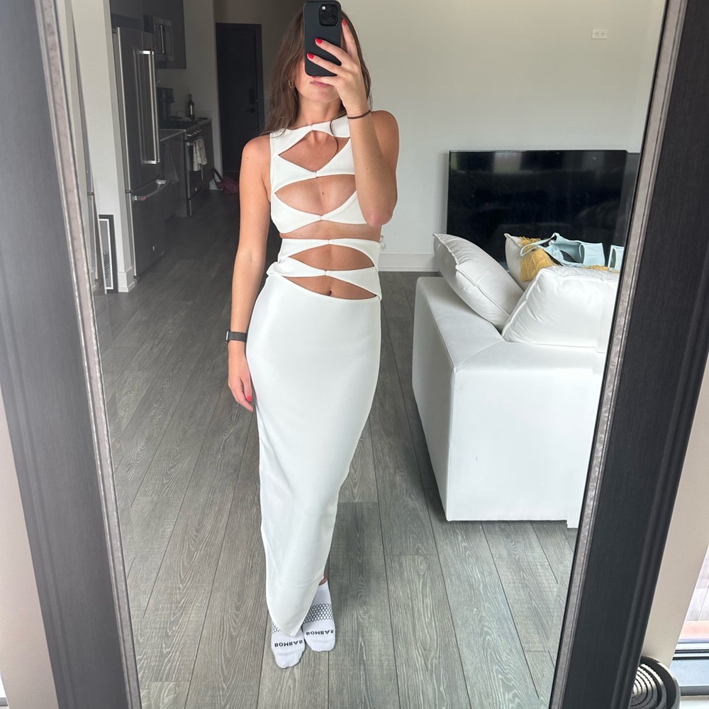 Stunning white cutout two piece dress